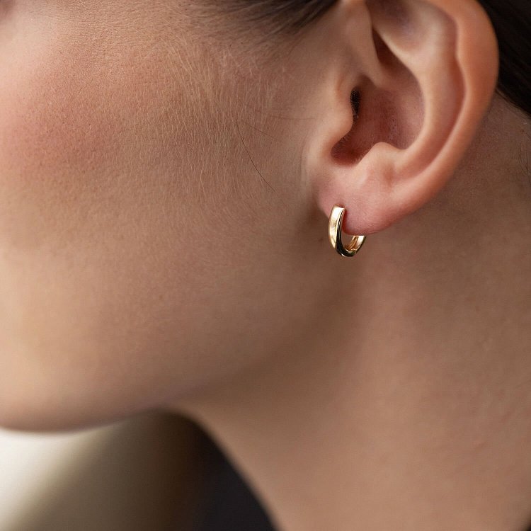 Сережки - кільця в жовтому золоті (овальні) с08107 від ювелірного магазину Онікс - 3