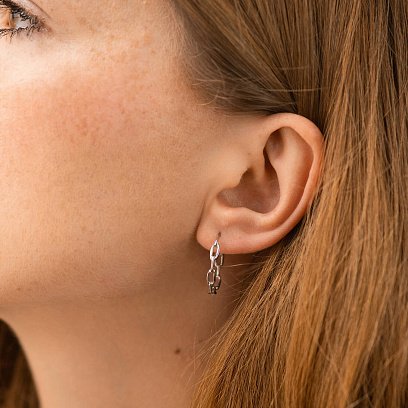 Серебряные серьги - пусеты "Цепочка" 902-01346 №4