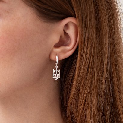 Срібні сережки "Герб України - Тризуб" 121315 №5