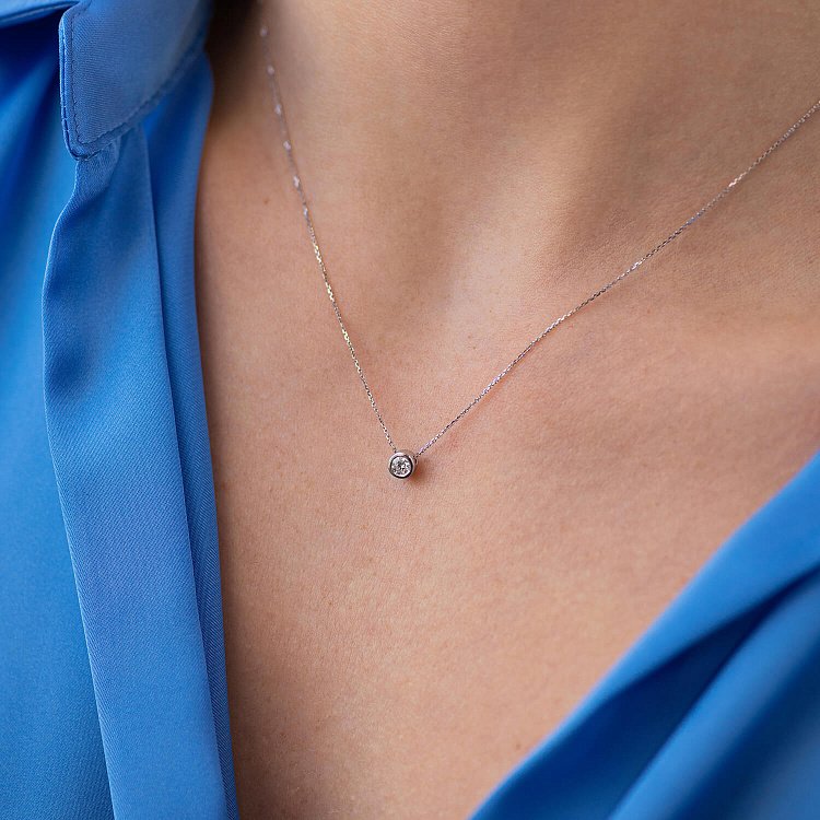 Золотое колье с одним камнем (бриллиант) колб0104z от ювелирного магазина Оникс - 3