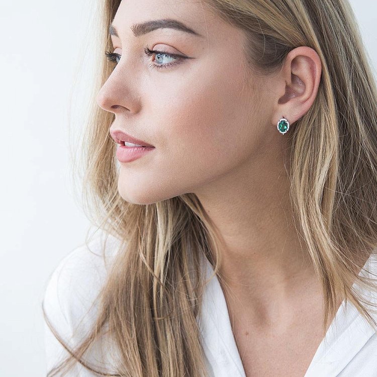 Золоті сережки (празиолит, фіаніти) с04688 від ювелірного магазину Онікс - 4