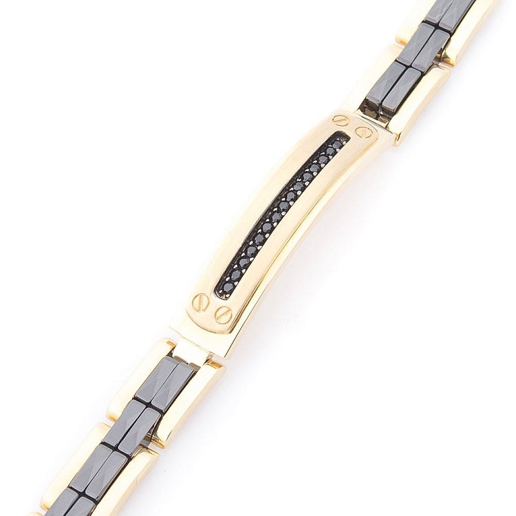 Золотой браслет (керамика, фианит) б04051 от ювелирного магазина Оникс - 1