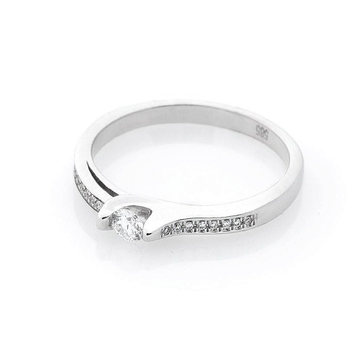 Золота заручальна каблучка (діаманти) S00145R від ювелірного магазину Онікс - 1