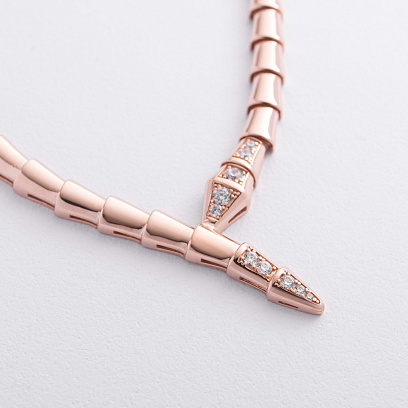 Кольє "Змія" у червоному золоті (фіаніти) кол02589 №2