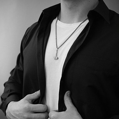 Срібний кулон "Молот з коловратом і рунами" 133228 №13