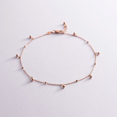 Золотий браслет "Кульки" на ногу б04811 №2