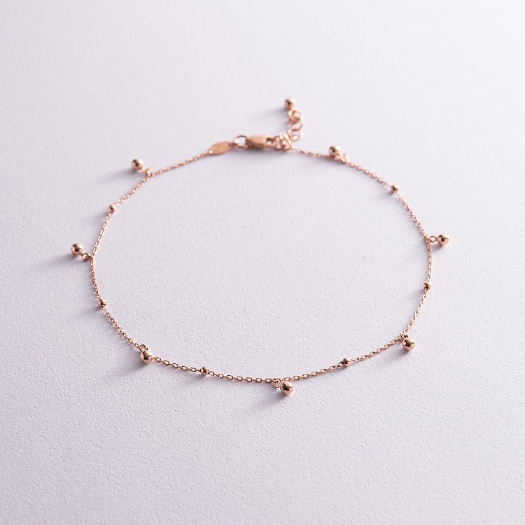 Золотий браслет "Кульки" на ногу б04811 від ювелірного магазину Онікс - 3