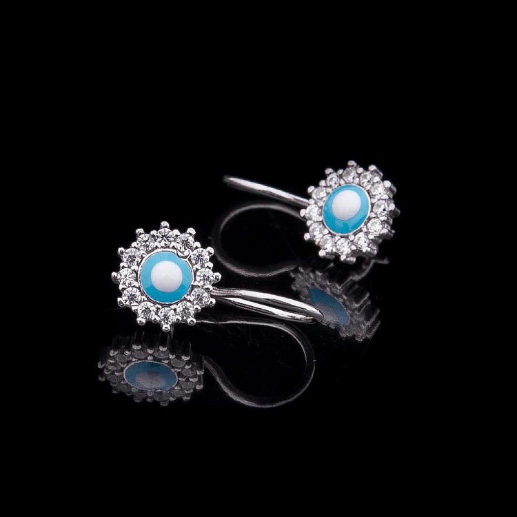 Серьги детские "Цветочки" (эмаль, фианиты) 121774г от ювелирного магазина Оникс