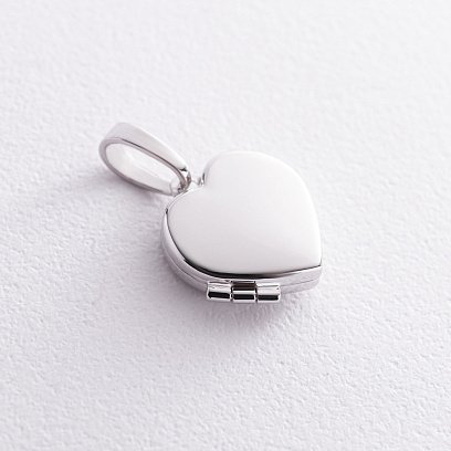 Подвеска для фото "Сердечко" в белом золоте п02964 №4
