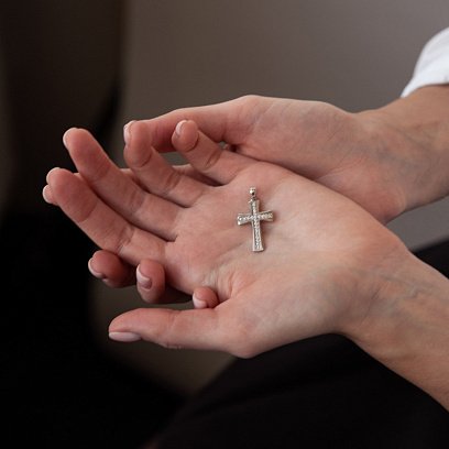 Срібний хрестик з фіанітами 131602 №2