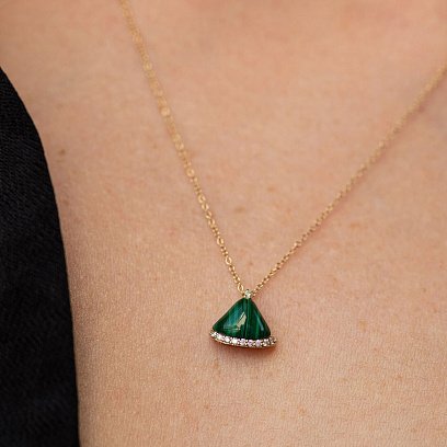 Золотое колье (малахит, бриллианты) колб0116sm №4