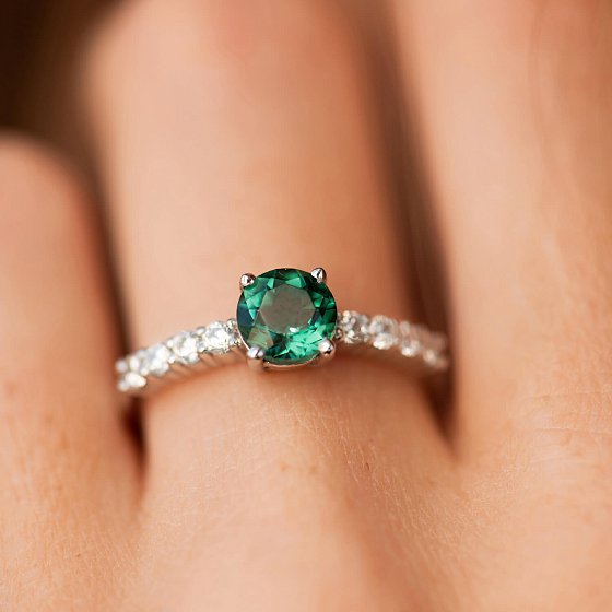 Серебряное кольцо с кварцом и фианитами 1846/1р-QGR №2
