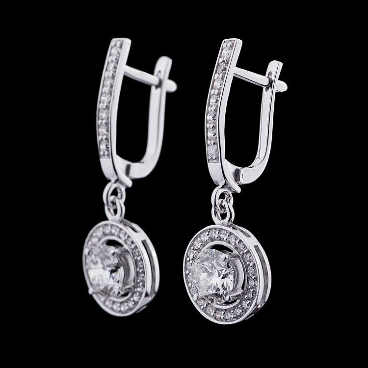 Золоті сережки з діамантами Е0466Пб від ювелірного магазину Онікс - 1