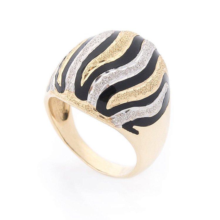 Золота каблучка з емаллю к02700 від ювелірного магазину Онікс