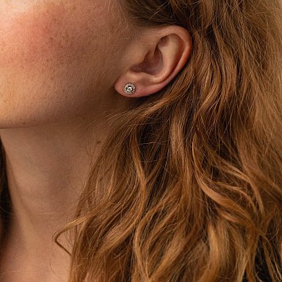 Золоті сережки - пусети "Сердечки" з діамантами сб0049са №6