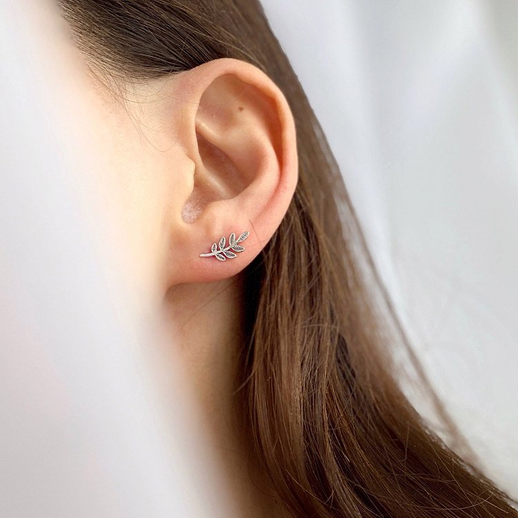 Срібні сережки - пусети "Гілочки" 122691 від ювелірного магазину Онікс - 5