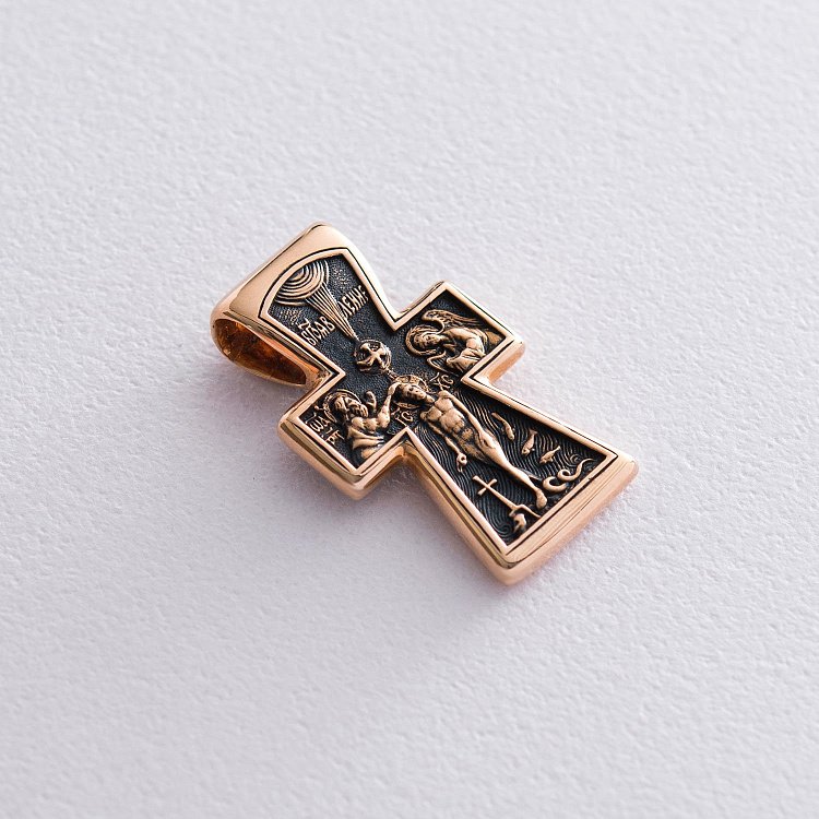Золотой крест "Распятие. Богоявление" п02637 от ювелирного магазина Оникс - 1