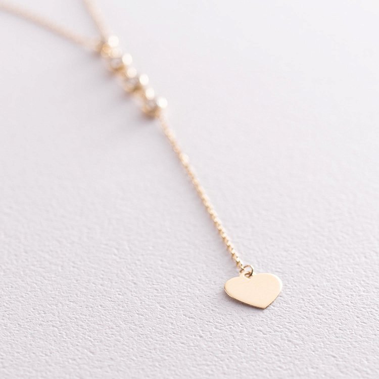 Колье из желтого золота с фианитами кол01784 от ювелирного магазина Оникс - 4