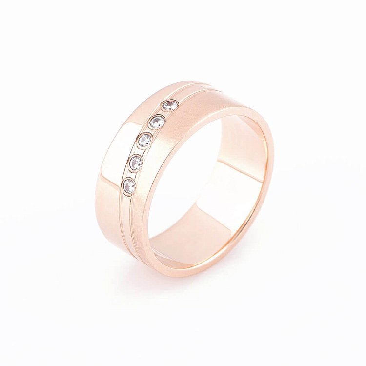 Золота обручка з фіанітами обр00027 від ювелірного магазину Онікс