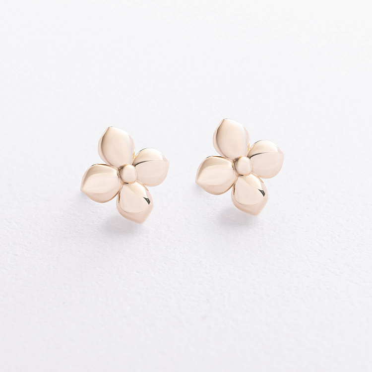 Сережки - пусети "Конюшина" в жовтому золоті с09616 від ювелірного магазину Онікс