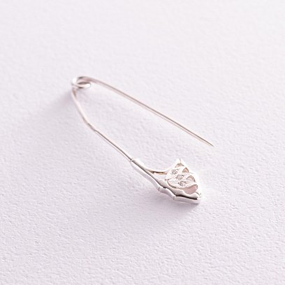 Серебряная булавка с фианитами 21014