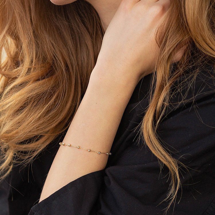 Браслет "Шарики" в желтом золоте б05217 от ювелирного магазина Оникс - 1