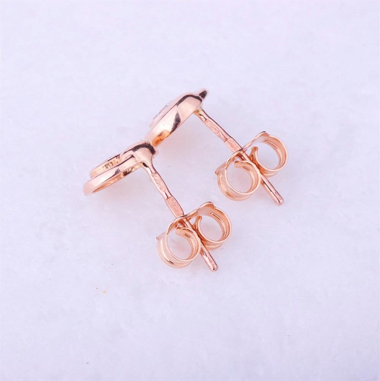 Золоті сережки-пусети з фіанітами (7мм) с02383 від ювелірного магазину Онікс - 2