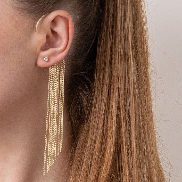 Серьга - каффа "Неповторимость" в желтом золоте с07560 от ювелирного магазина Оникс - 10