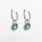 Золотые серьги с изумрудами и бриллиантами сб0667ca от ювелирного магазина Оникс