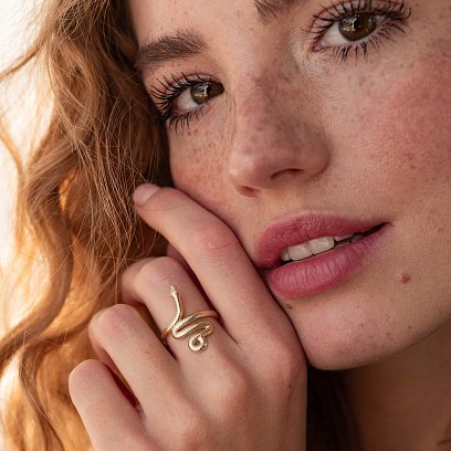 Кольцо "Змея" в желтом золоте к07105 №6