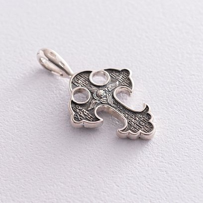 Срібний хрест "Спас Нерукотворний. Прп. Петро і Февронія Муромське. Свт. Микола Мирлікійський" 131382 №5