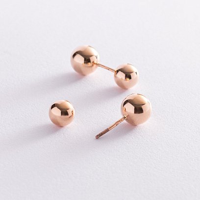 Серьги "Шарики" в красном золоте с02904 №5