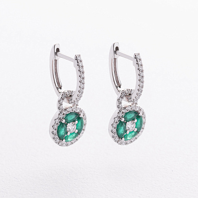 Золотые серьги с изумрудами и бриллиантами сб0667ca