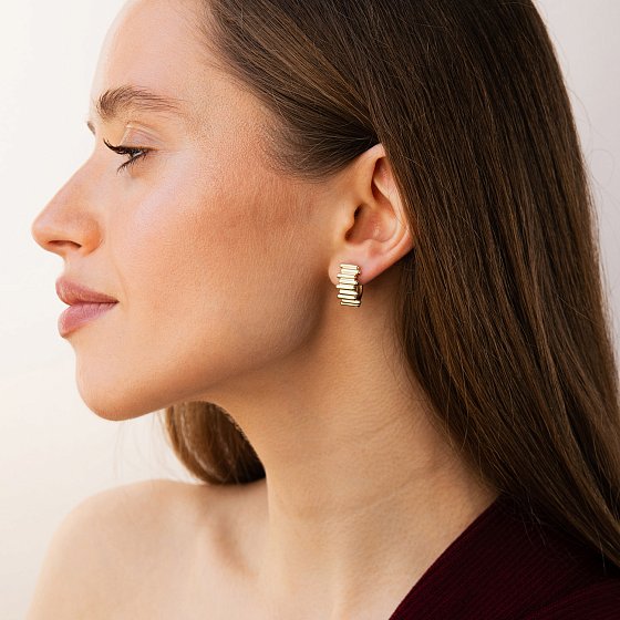 Сережки "Agnes" у жовтому золоті с09715 №5