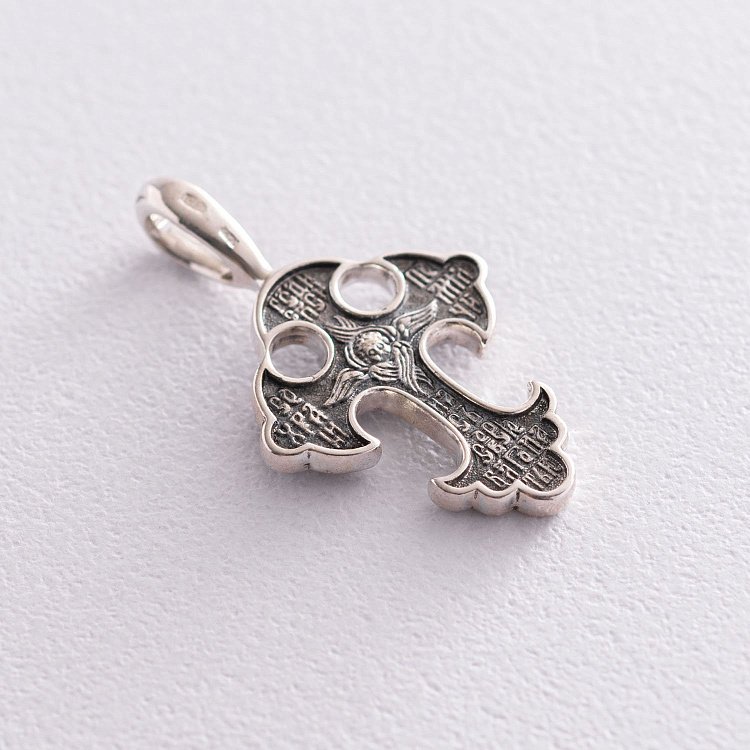 Срібний хрест "Спас Нерукотворний. Прп. Петро і Февронія Муромське. Свт. Микола Мирлікійський" 131382 від ювелірного магазину Онікс - 4