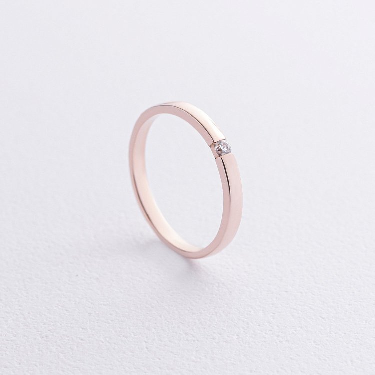 Заручальна золота каблучка з фіанітом к08159 від ювелірного магазину Онікс