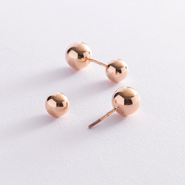 Серьги "Шарики" в красном золоте с02904 от ювелирного магазина Оникс - 5