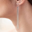 Серебряные серьги - пусеты "Элеонора" с цепочками 902-01200 от ювелирного магазина Оникс - 7