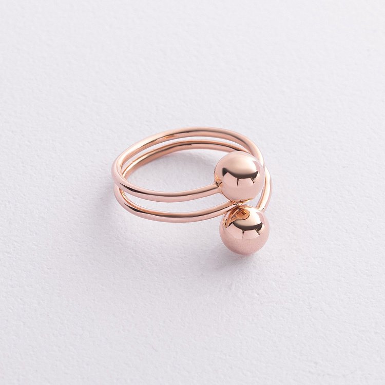 Каблучка "Кульки" у червоному золоті к08245 від ювелірного магазину Онікс