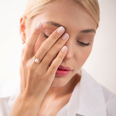 Золотое кольцо (жемчуг, фианиты) к06747 №2