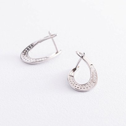 Срібні сережки "Крапельки" з фіанітами 123037 №3