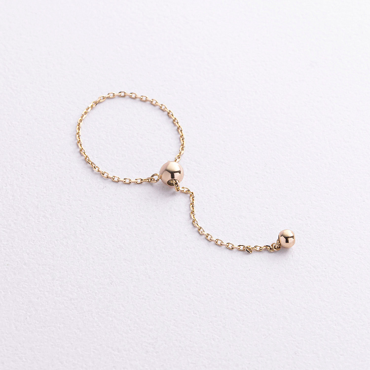 Кольцо "Шарик на цепочке" в желтом золоте к08111 от ювелирного магазина Оникс