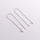 Срібні сережки - протяжки "Хрестики" 123100 от ювелирного магазина Оникс - 4