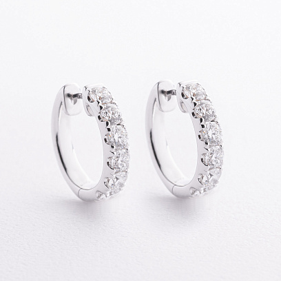 Сережки - кільця в білому золоті (діаманти) сб0655ri