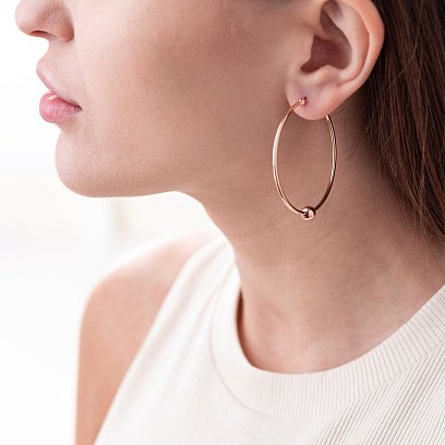 Серьги - кольца "Гармония" в красном золоте с07340 №3