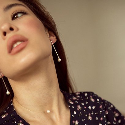 Серьги "Грация" в белом золоте с жемчугом с06932 №4