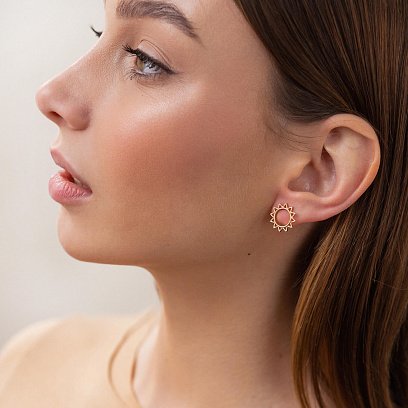 Золоті сережки - пусети "Сонце" с07856 №14