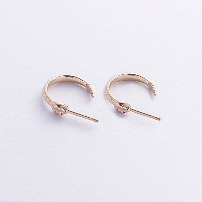 Серьги - пусеты "Гремучие змеи" в желтом золоте с09078 №7