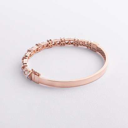 Жорсткий браслет "Rosie" з фіанітами (червоне золото) б05727 №2