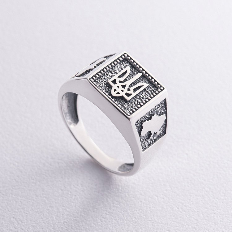 Серебряная печатка "Герб Украины - Тризуб" 1035 от ювелирного магазина Оникс - 6